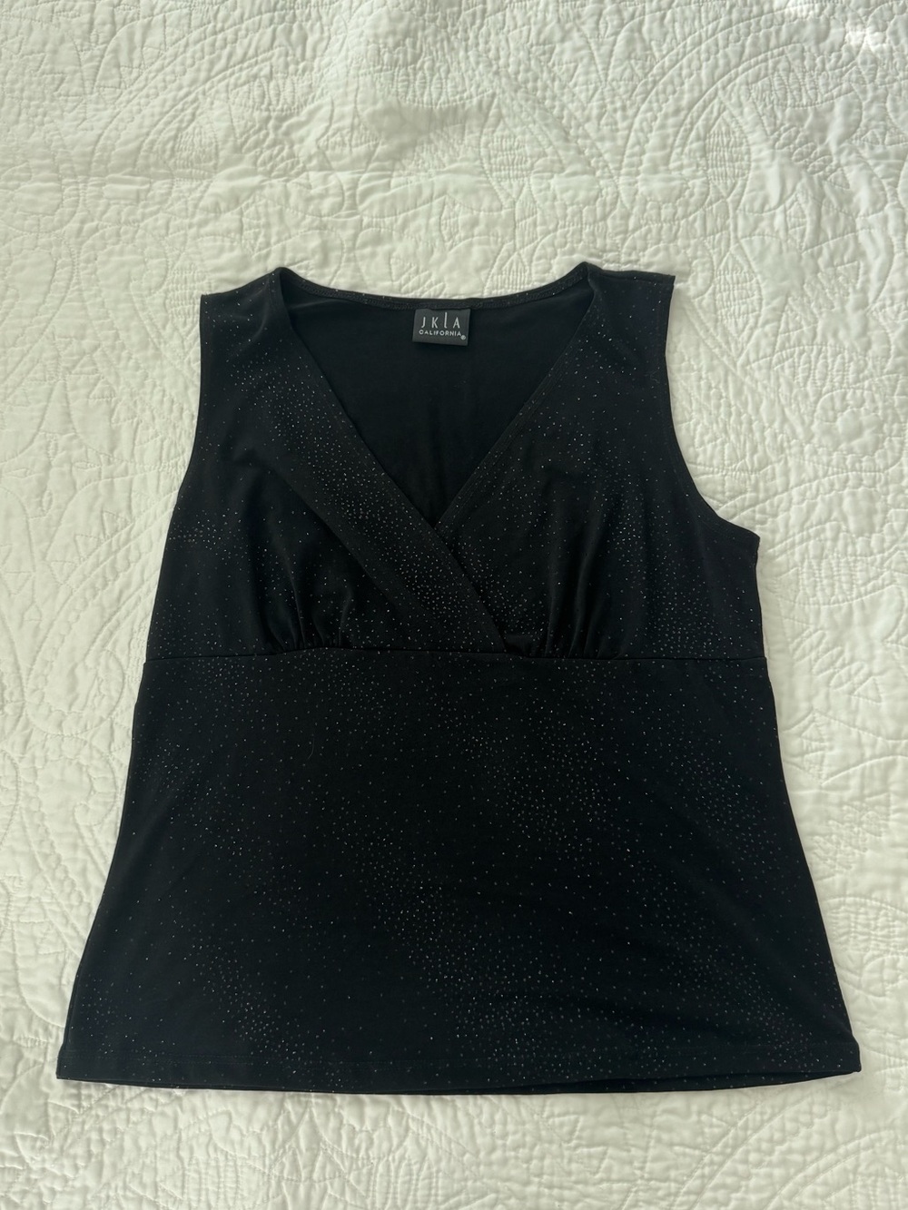 JKLA Black Sparkle V-Neck Sleeveless Tank